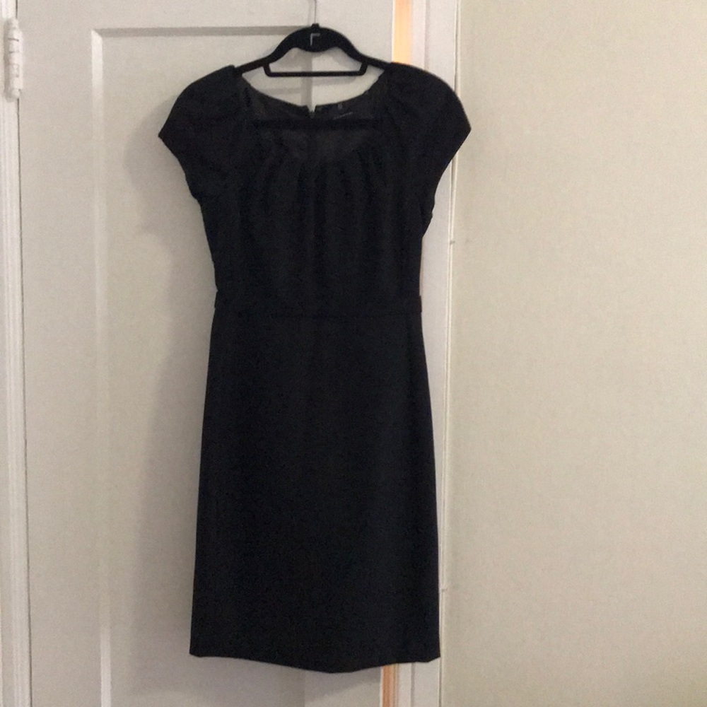 Elie Tahari wool pleated neck dress